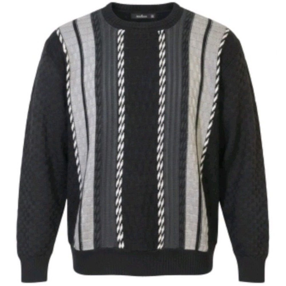 Protégé XL Black Textured Knit Sweater Crewneck Pullover Vintage 90s Coogi Style